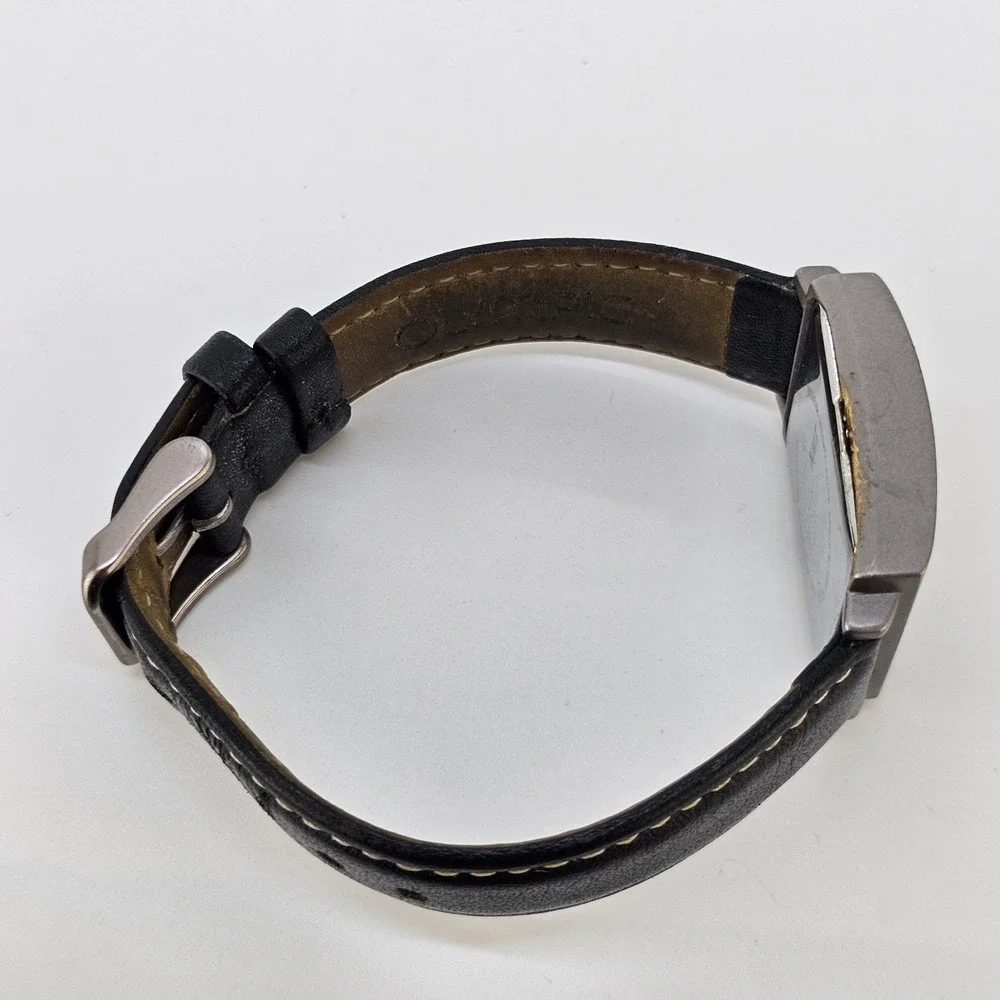 Women's Analog Watch 30MM Black Dial Black Leather Bands NEW Battery